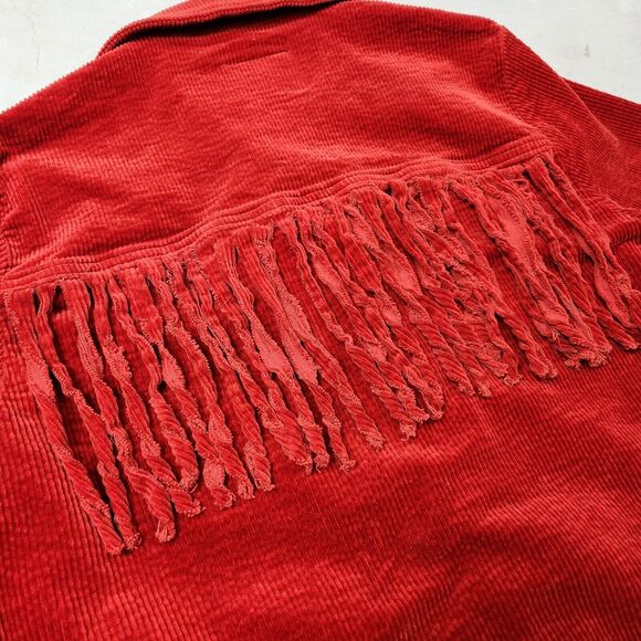 Judy Blue Corduroy Jacket Womens L Boho Western Tasseled Cowgirl ButtonUp Hippie - Picture 4 of 14